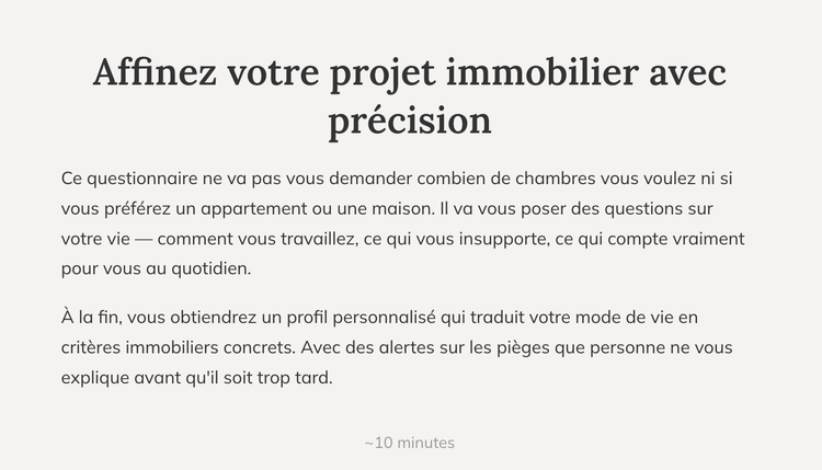 Définissez votre projet immobilier et découvrez votre profil d'acheteur : faites le test